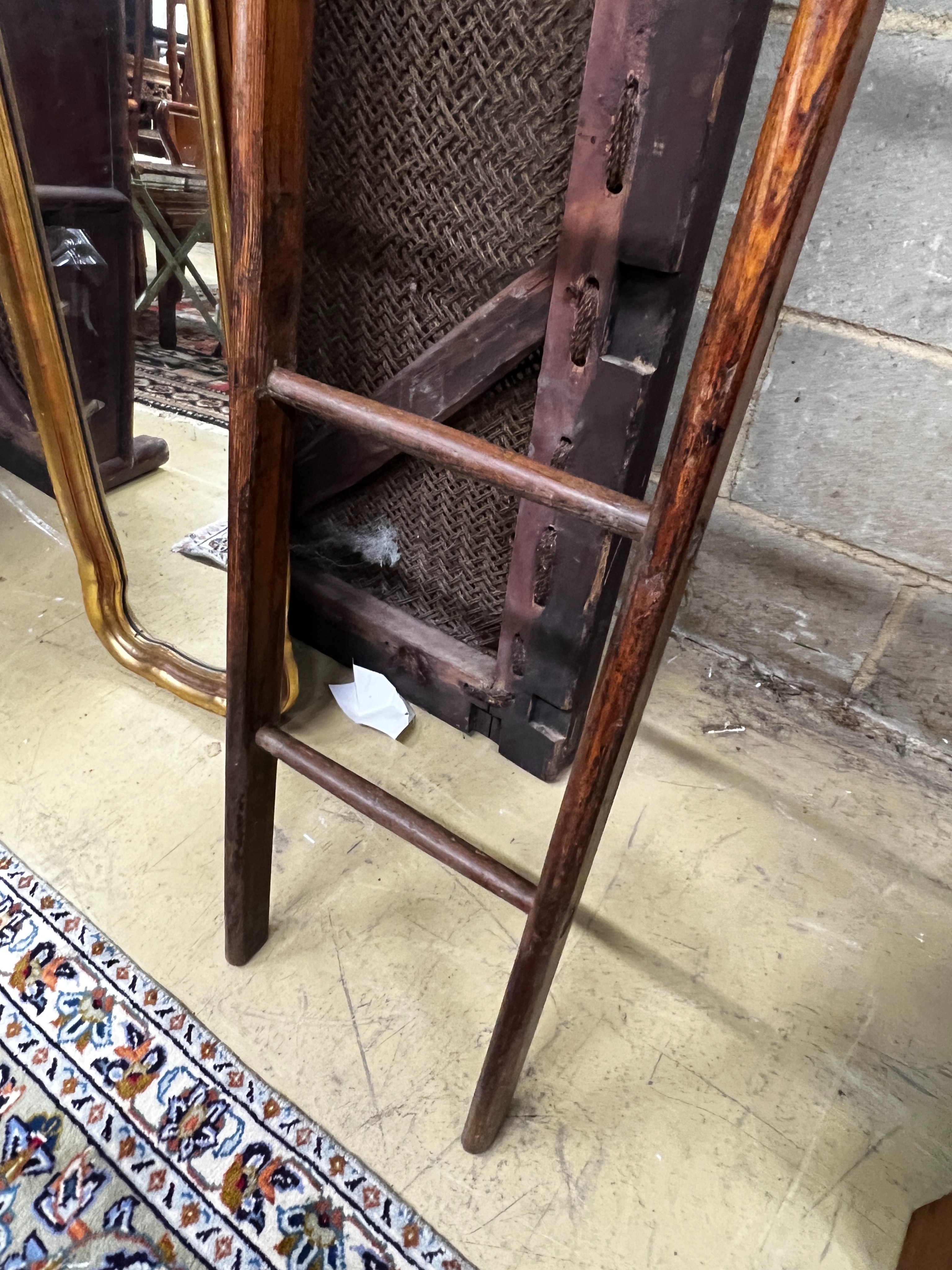 A 19th century provincial pine library ladder, height 184cm